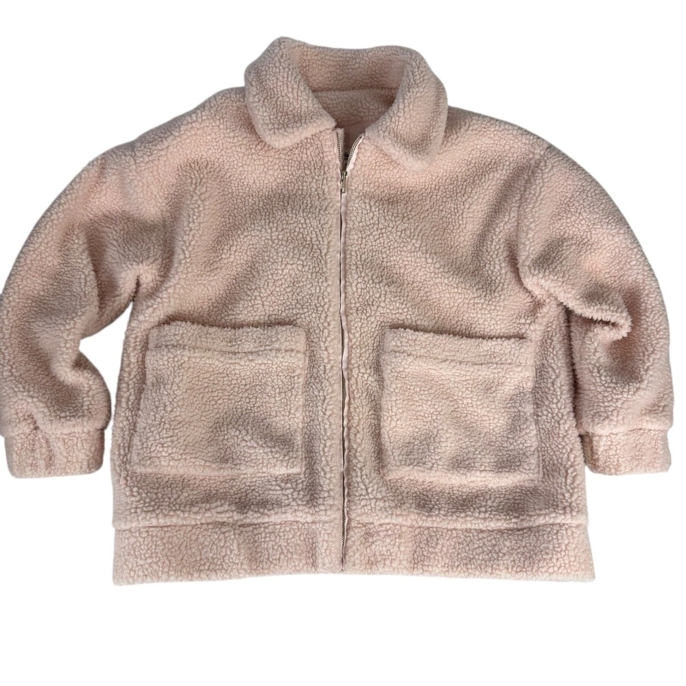 Show Me Your Mumu Cordelia‎ Teddy Fleece Jacket Pink Zip Up Pockets Size Medium